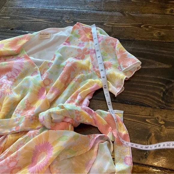 Peach Love California Floral Mini Dress - Pink, Yellow, Orange - Picture 4 of 8